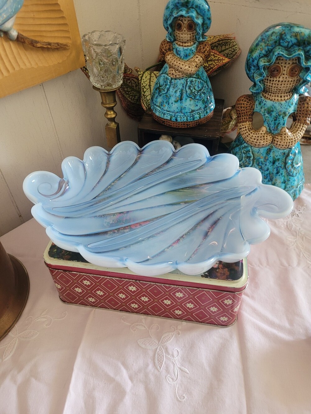 Vintage Sanibel Seashell Blue Opalescent by Duncan & Miller Glass Co